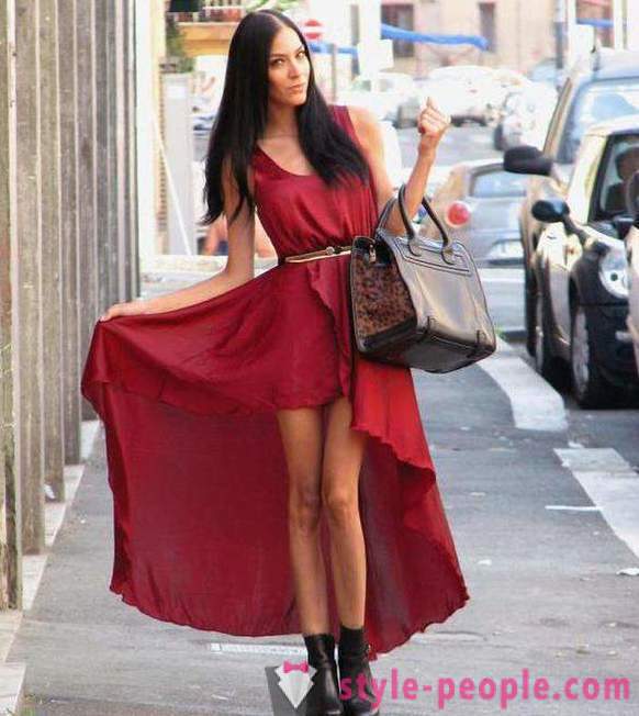 Κομψό και μοντέρνο φόρεμα: Μπροστά μικρότερο πίσω μήκος. καταρράκτη φόρεμα