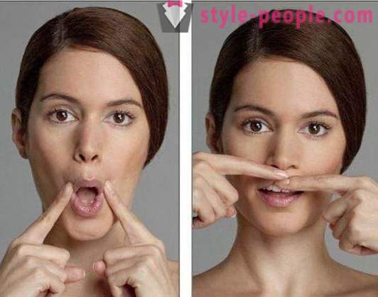 Feysbilding πρόσωπο: πριν και μετά. Γυμναστική πρόσωπο: άσκηση